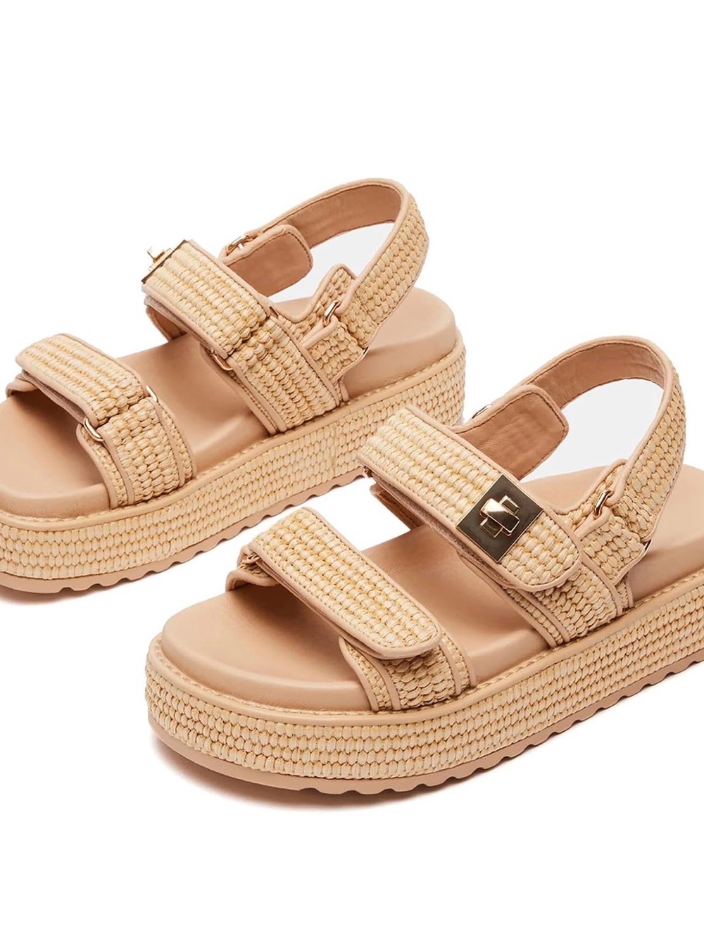 Women’s Neutral Tan Woven Platform Sandals